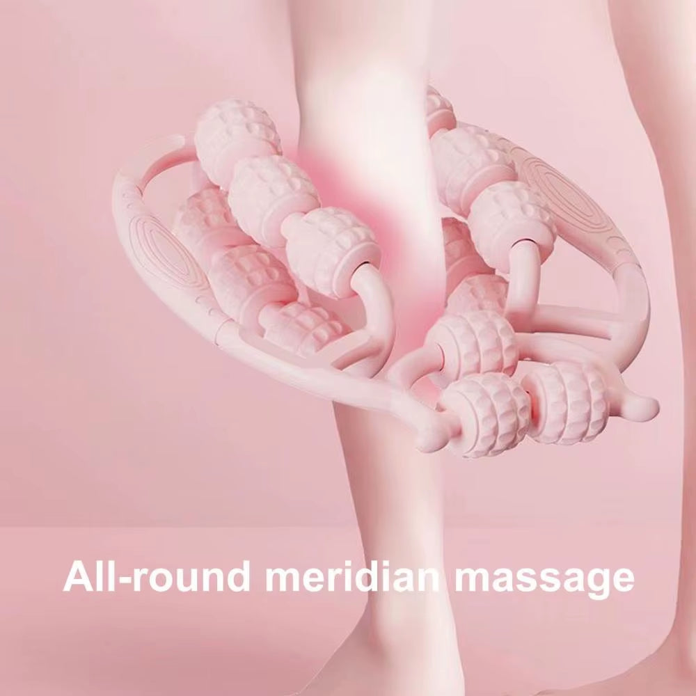 Muscle Roller Trigger Point Massage Roller Stick for Legs, Arms, Tennis Elbow, 15 Wheel Cellulite Roller for Deep Tissue Relieve