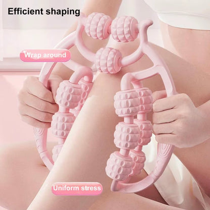 Muscle Roller Trigger Point Massage Roller Stick for Legs, Arms, Tennis Elbow, 15 Wheel Cellulite Roller for Deep Tissue Relieve